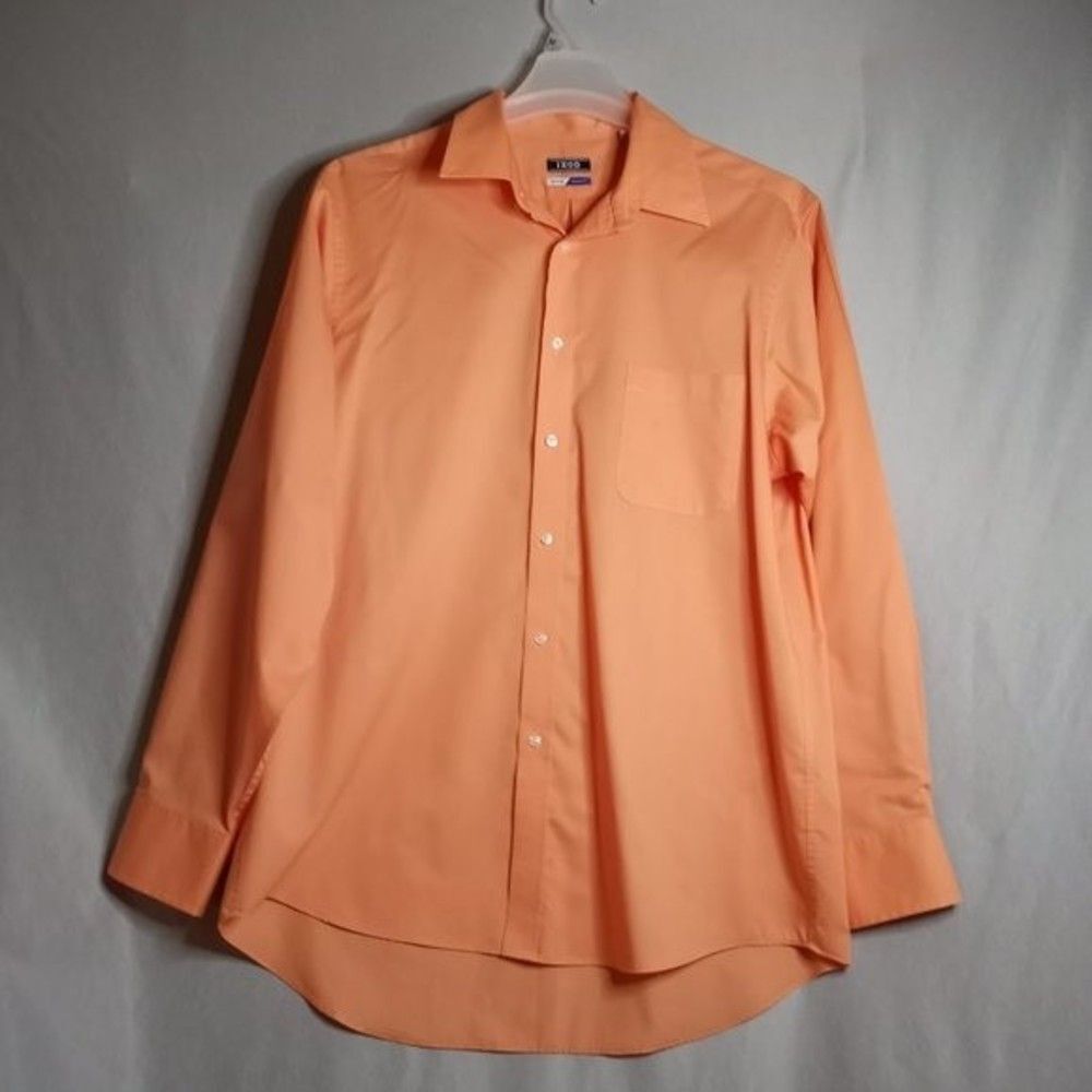 IZOD Quick-Dry Regular Fit Mens Shirt 34/35 Peach Long Sleeve Button-Up Casual